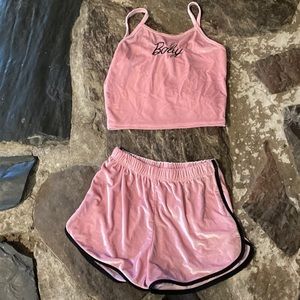 Velvet outfit size small cropped top